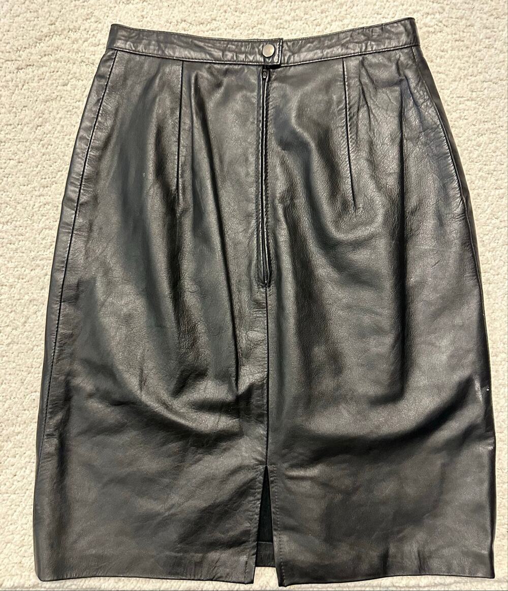 Vintage Womens Leather Skirt Size 27 Made in USA